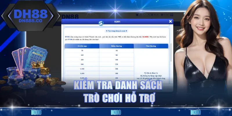 Kiểm tra danh sách trò chơi hỗ trợ